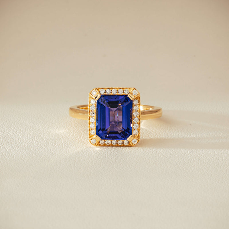 18ct Yellow Gold 3.75ct Tanzanite & Diamond Empire Ring - Ring - Walker & Hall