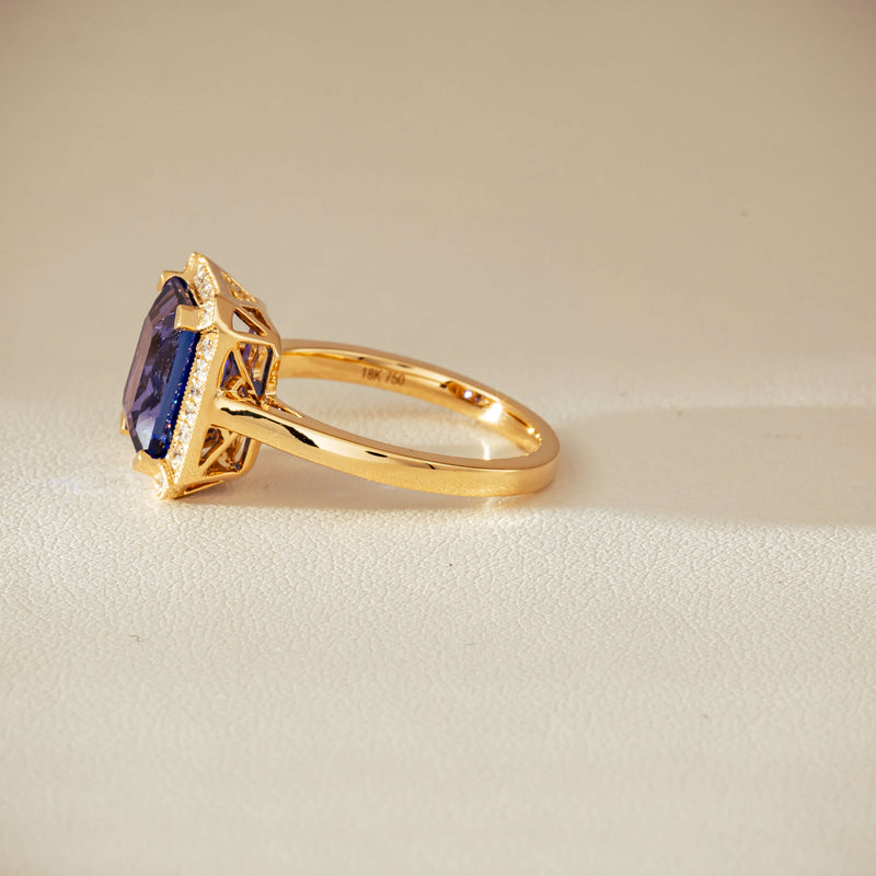 18ct Yellow Gold 3.75ct Tanzanite & Diamond Empire Ring - Ring - Walker & Hall