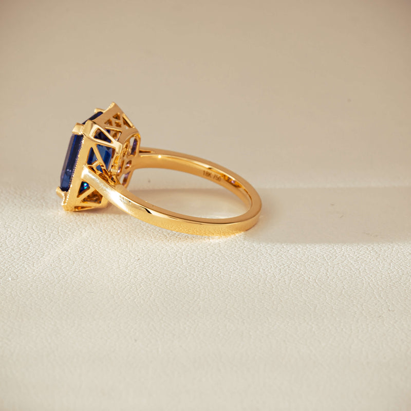 18ct Yellow Gold 3.75ct Tanzanite & Diamond Empire Ring - Ring - Walker & Hall