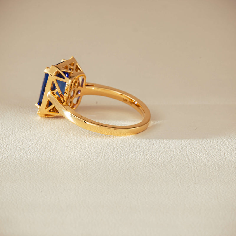 18ct Yellow Gold 3.75ct Tanzanite & Diamond Empire Ring - Ring - Walker & Hall