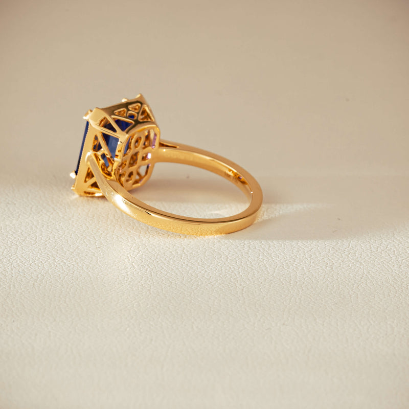 18ct Yellow Gold 3.75ct Tanzanite & Diamond Empire Ring - Ring - Walker & Hall