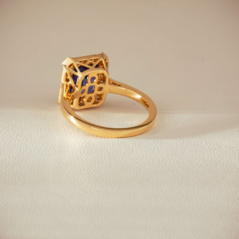 18ct Yellow Gold 3.75ct Tanzanite & Diamond Empire Ring - Ring - Walker & Hall