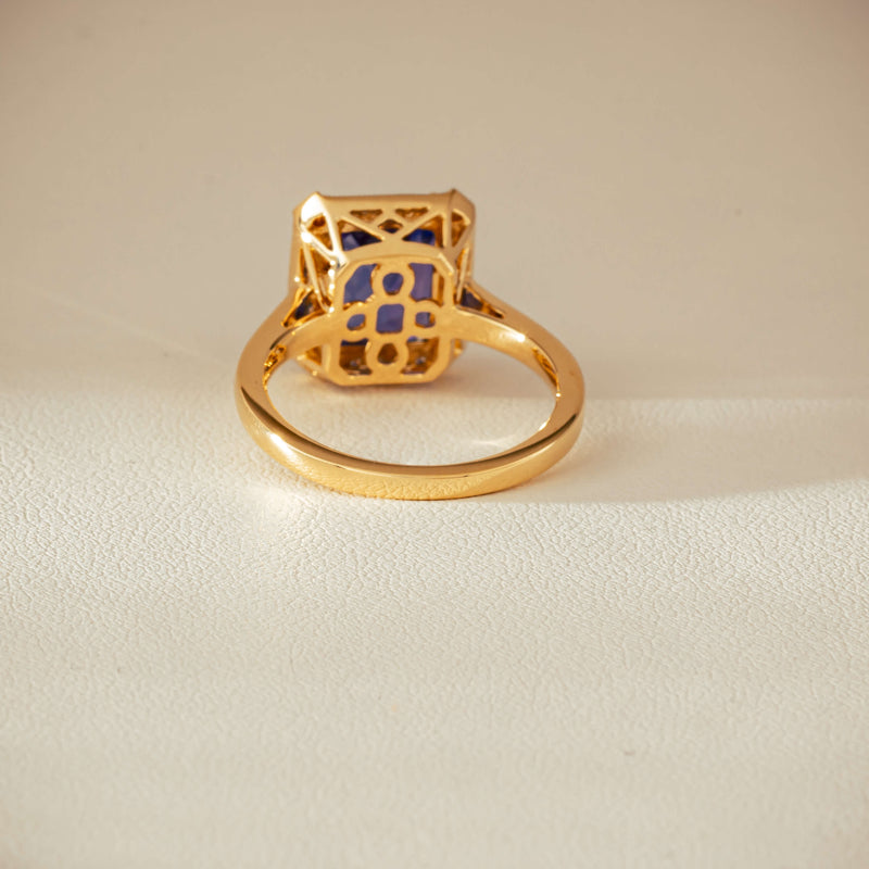 18ct Yellow Gold 3.75ct Tanzanite & Diamond Empire Ring - Ring - Walker & Hall