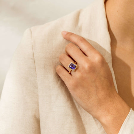 18ct Yellow Gold 3.75ct Tanzanite & Diamond Empire Ring - Ring - Walker & Hall