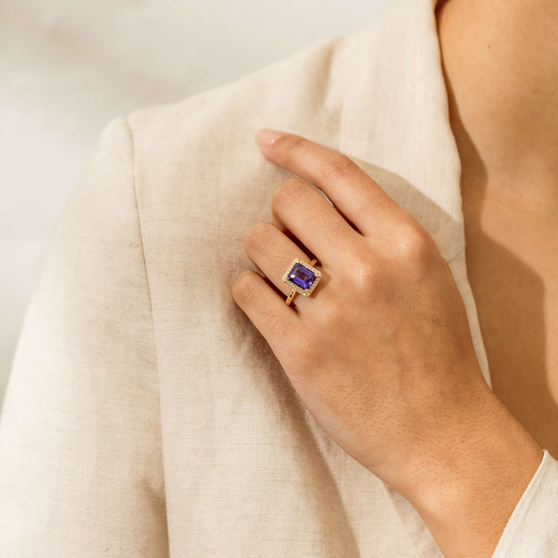 18ct Yellow Gold 3.75ct Tanzanite & Diamond Empire Ring - Ring - Walker & Hall