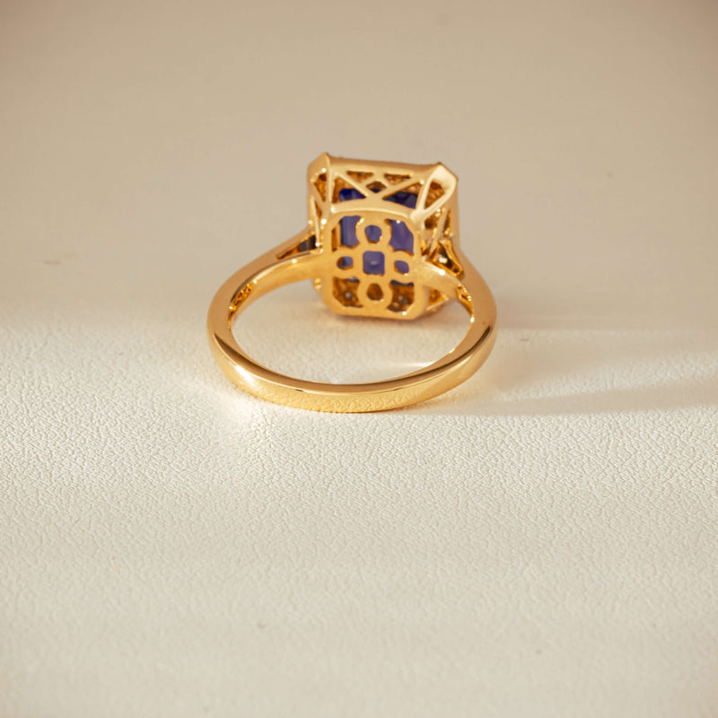 18ct Yellow Gold 3.75ct Tanzanite & Diamond Empire Ring - Ring - Walker & Hall