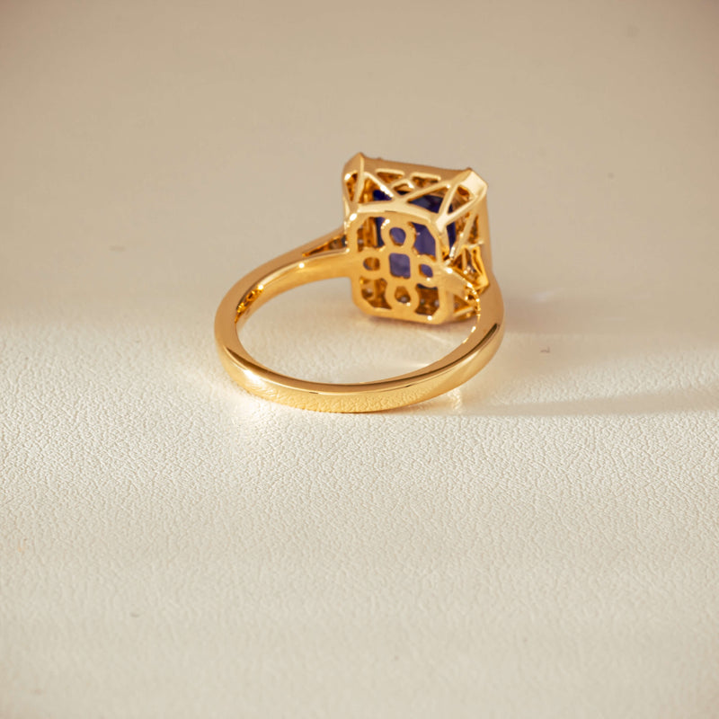 18ct Yellow Gold 3.75ct Tanzanite & Diamond Empire Ring - Ring - Walker & Hall