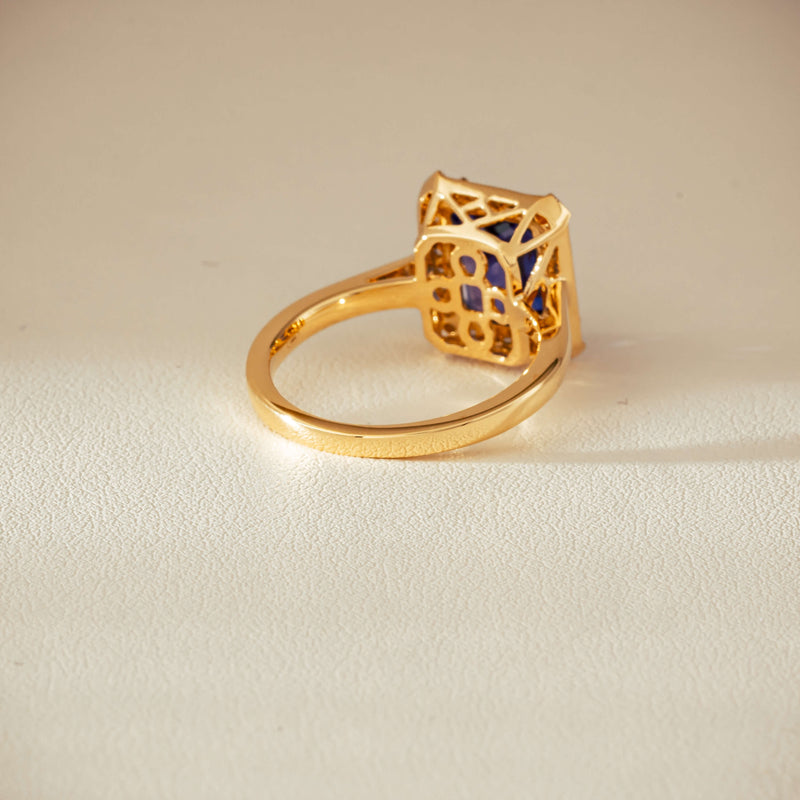 18ct Yellow Gold 3.75ct Tanzanite & Diamond Empire Ring - Ring - Walker & Hall