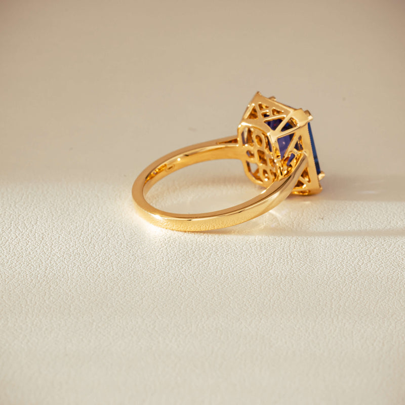 18ct Yellow Gold 3.75ct Tanzanite & Diamond Empire Ring - Ring - Walker & Hall