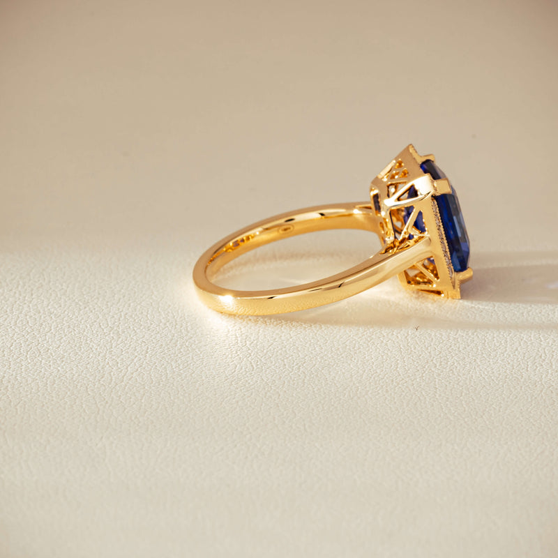 18ct Yellow Gold 3.75ct Tanzanite & Diamond Empire Ring - Ring - Walker & Hall