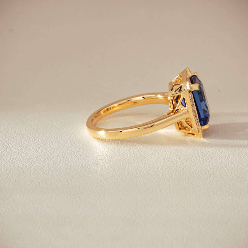 18ct Yellow Gold 3.75ct Tanzanite & Diamond Empire Ring - Ring - Walker & Hall