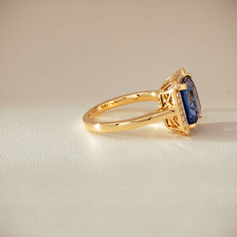 18ct Yellow Gold 3.75ct Tanzanite & Diamond Empire Ring - Ring - Walker & Hall