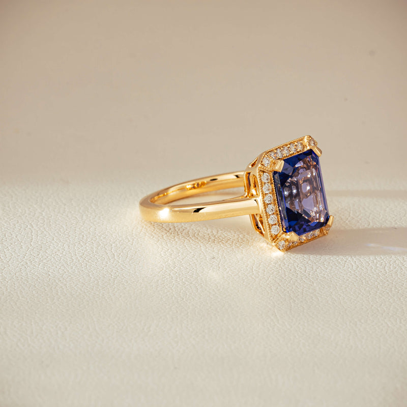 18ct Yellow Gold 3.75ct Tanzanite & Diamond Empire Ring - Ring - Walker & Hall
