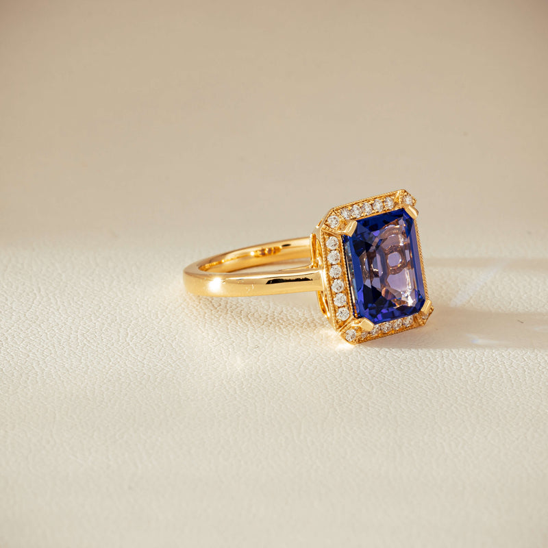 18ct Yellow Gold 3.75ct Tanzanite & Diamond Empire Ring - Ring - Walker & Hall