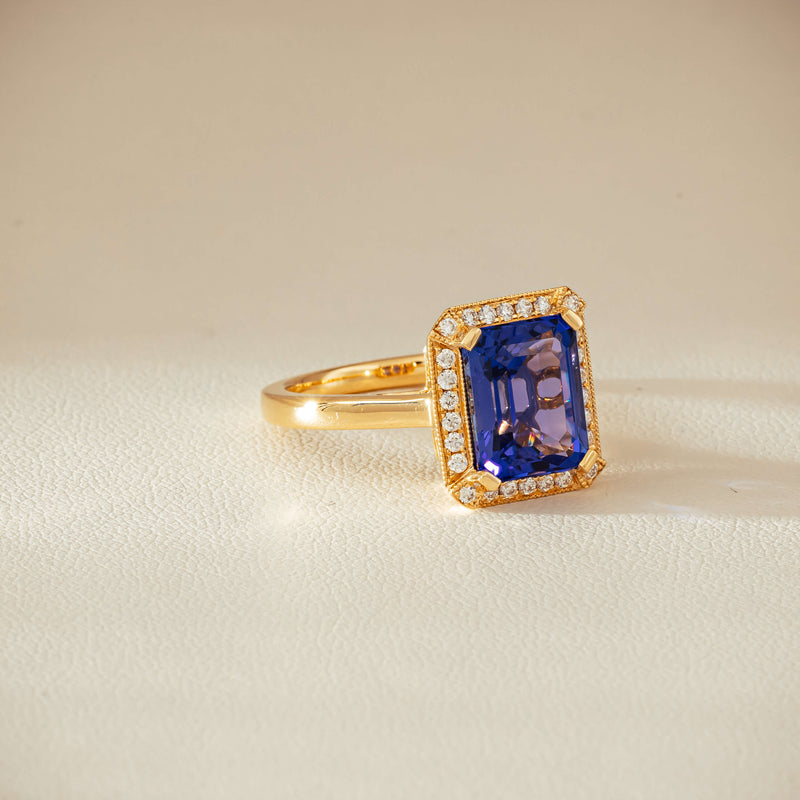 18ct Yellow Gold 3.75ct Tanzanite & Diamond Empire Ring - Ring - Walker & Hall