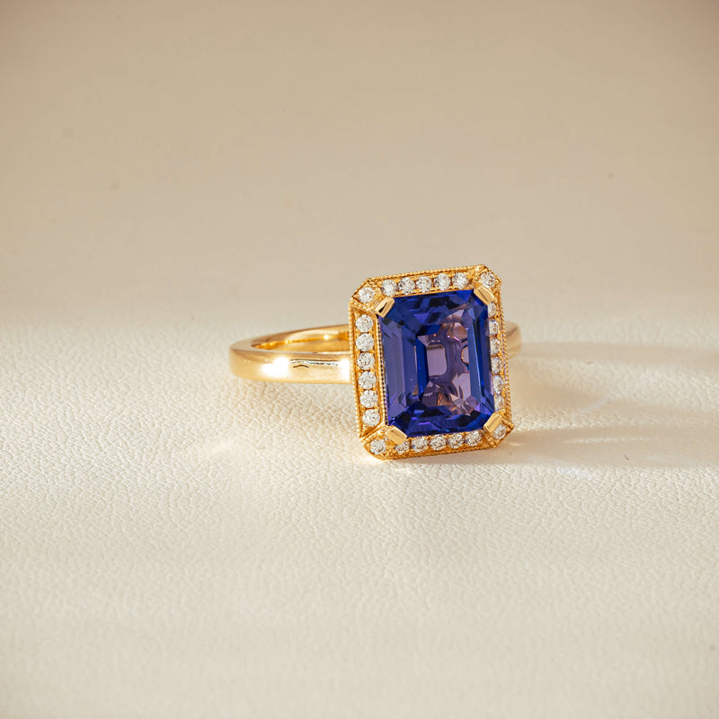 18ct Yellow Gold 3.75ct Tanzanite & Diamond Empire Ring - Ring - Walker & Hall