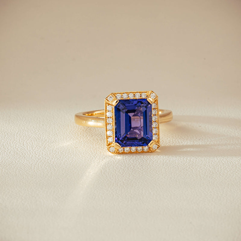 18ct Yellow Gold 3.75ct Tanzanite & Diamond Empire Ring - Ring - Walker & Hall
