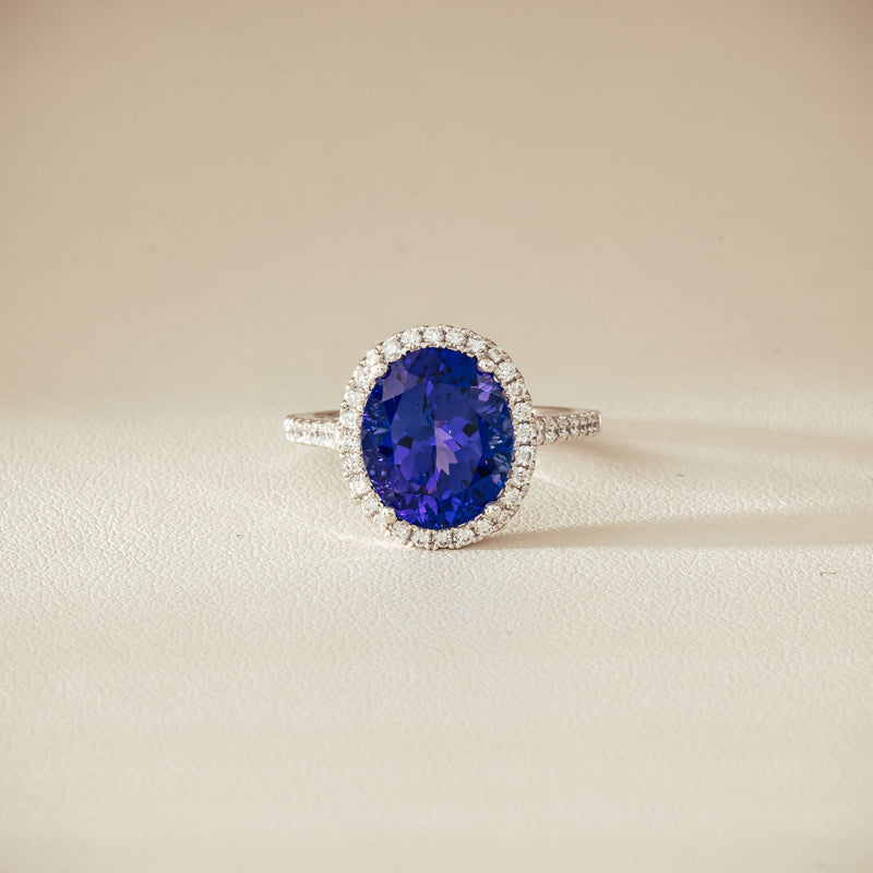 18ct White Gold 5.29ct Tanzanite & Diamond Sierra Ring - Ring - Walker & Hall