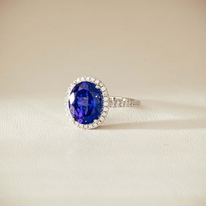 18ct White Gold 5.29ct Tanzanite & Diamond Sierra Ring - Ring - Walker & Hall