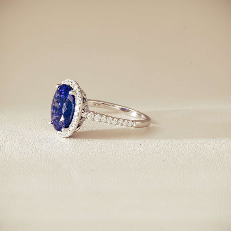 18ct White Gold 5.29ct Tanzanite & Diamond Sierra Ring - Ring - Walker & Hall