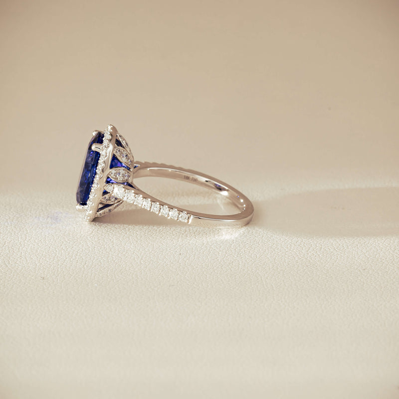 18ct White Gold 5.29ct Tanzanite & Diamond Sierra Ring - Ring - Walker & Hall