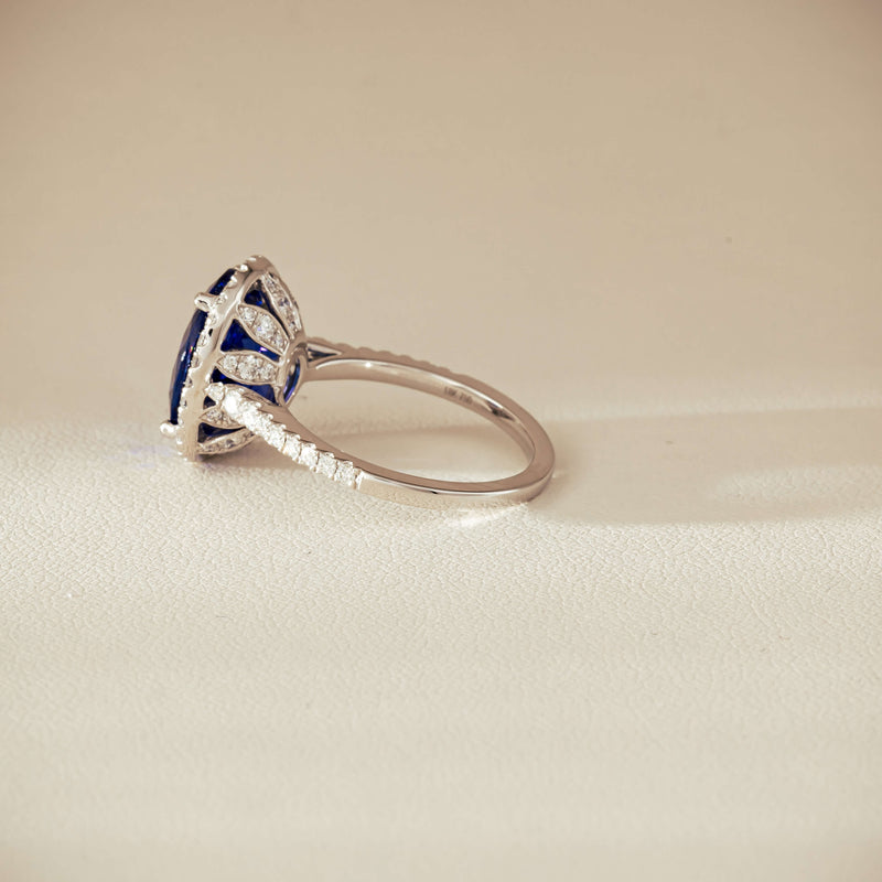 18ct White Gold 5.29ct Tanzanite & Diamond Sierra Ring - Ring - Walker & Hall