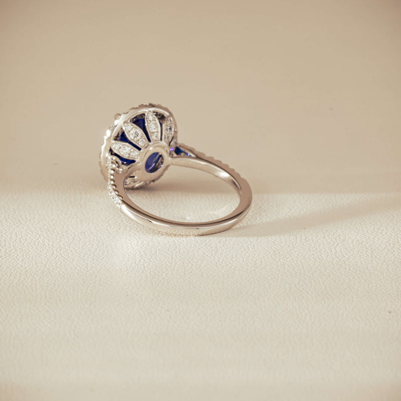18ct White Gold 5.29ct Tanzanite & Diamond Sierra Ring - Ring - Walker & Hall