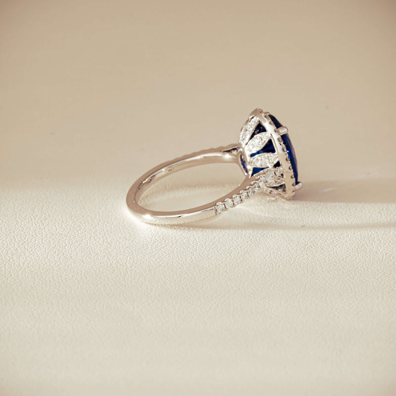 18ct White Gold 5.29ct Tanzanite & Diamond Sierra Ring - Ring - Walker & Hall