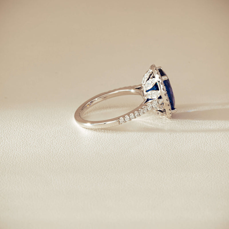18ct White Gold 5.29ct Tanzanite & Diamond Sierra Ring - Ring - Walker & Hall