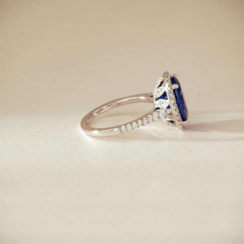 18ct White Gold 5.29ct Tanzanite & Diamond Sierra Ring - Ring - Walker & Hall