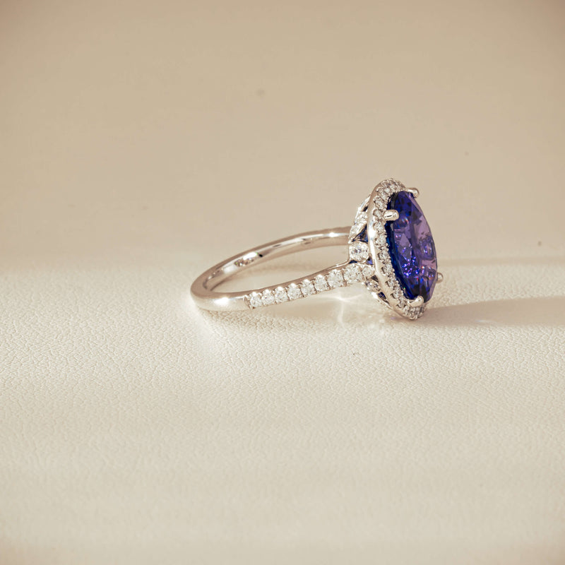 18ct White Gold 5.29ct Tanzanite & Diamond Sierra Ring - Ring - Walker & Hall