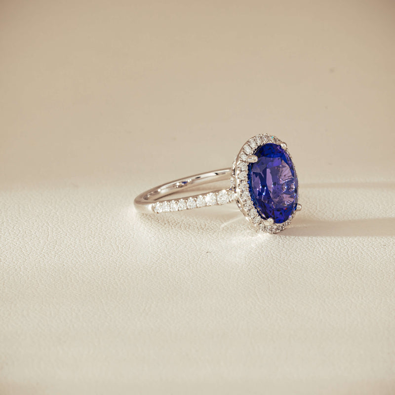 18ct White Gold 5.29ct Tanzanite & Diamond Sierra Ring - Ring - Walker & Hall