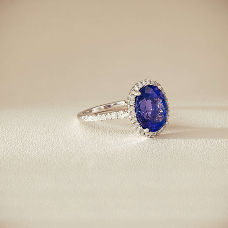18ct White Gold 5.29ct Tanzanite & Diamond Sierra Ring - Ring - Walker & Hall