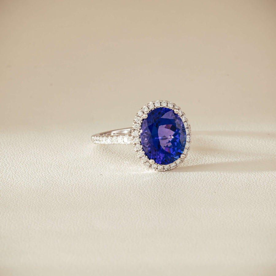 18ct White Gold 5.29ct Tanzanite & Diamond Sierra Ring - Ring - Walker & Hall