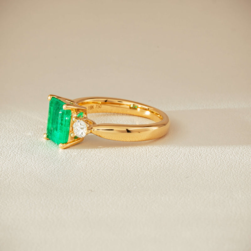 18ct Yellow Gold 1.94ct Emerald & Diamond Elysian Ring - Ring - Walker & Hall