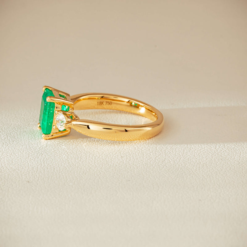 18ct Yellow Gold 1.94ct Emerald & Diamond Elysian Ring - Ring - Walker & Hall