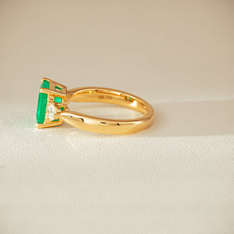 18ct Yellow Gold 1.94ct Emerald & Diamond Elysian Ring - Ring - Walker & Hall