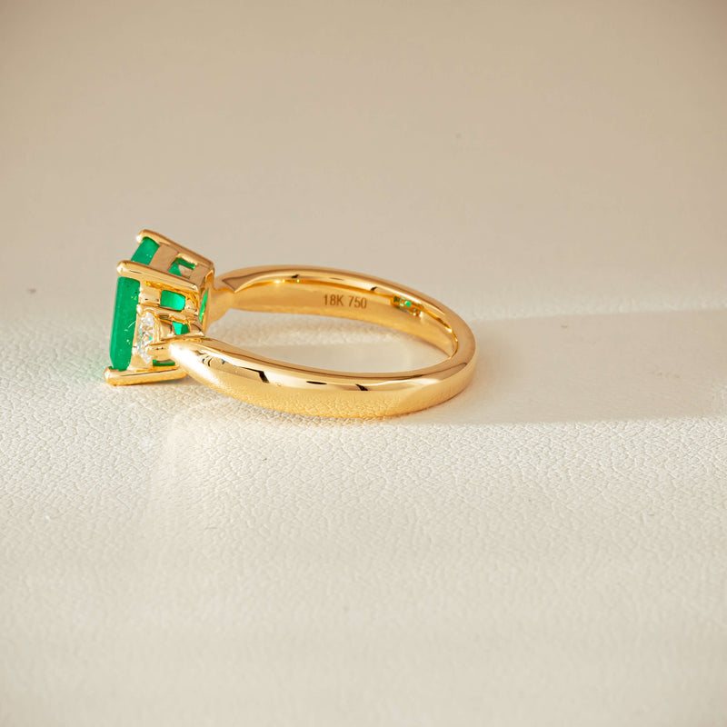 18ct Yellow Gold 1.94ct Emerald & Diamond Elysian Ring - Ring - Walker & Hall