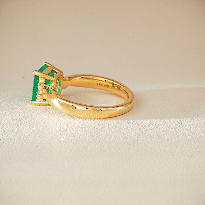 18ct Yellow Gold 1.94ct Emerald & Diamond Elysian Ring - Ring - Walker & Hall