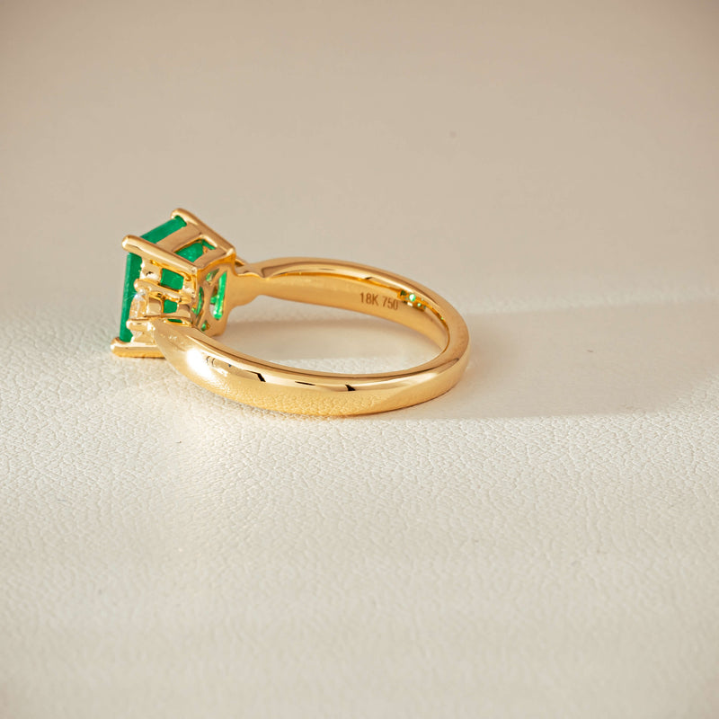 18ct Yellow Gold 1.94ct Emerald & Diamond Elysian Ring - Ring - Walker & Hall