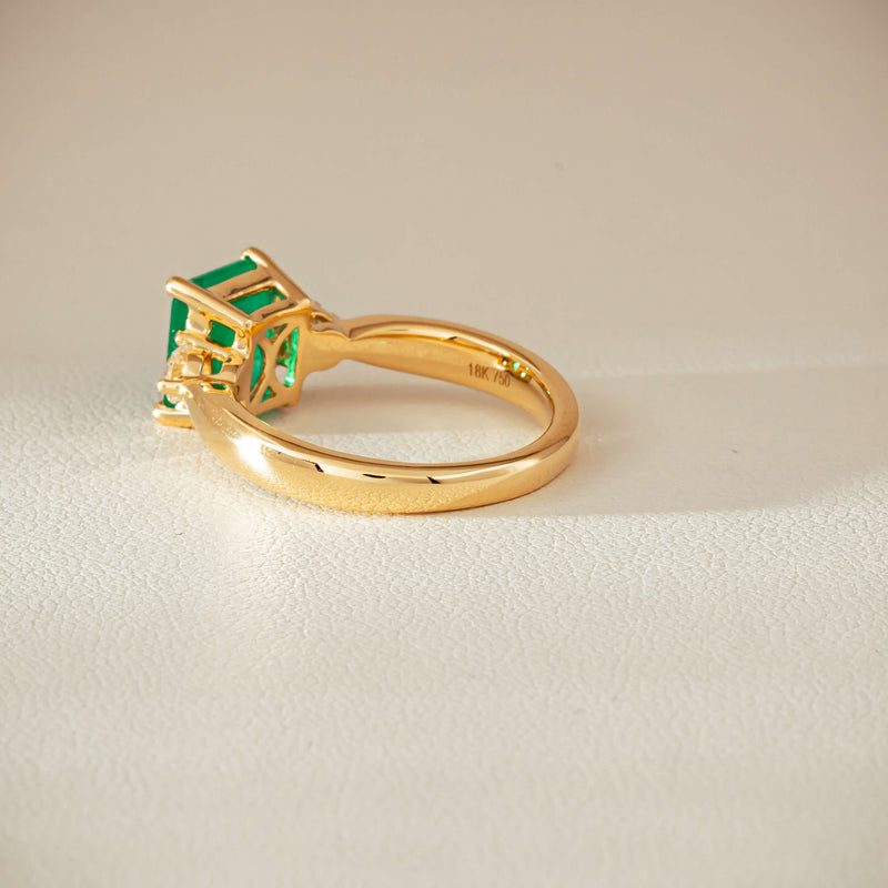 18ct Yellow Gold 1.94ct Emerald & Diamond Elysian Ring - Ring - Walker & Hall