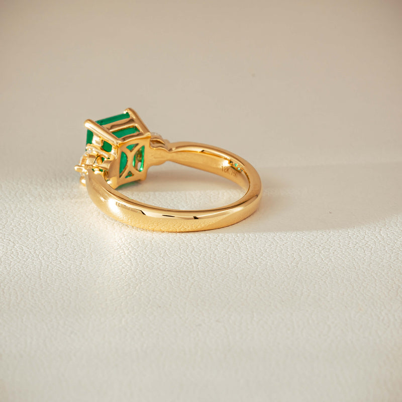 18ct Yellow Gold 1.94ct Emerald & Diamond Elysian Ring - Ring - Walker & Hall