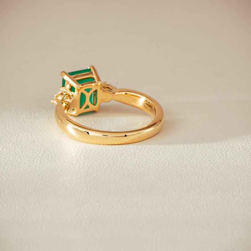 18ct Yellow Gold 1.94ct Emerald & Diamond Elysian Ring - Ring - Walker & Hall