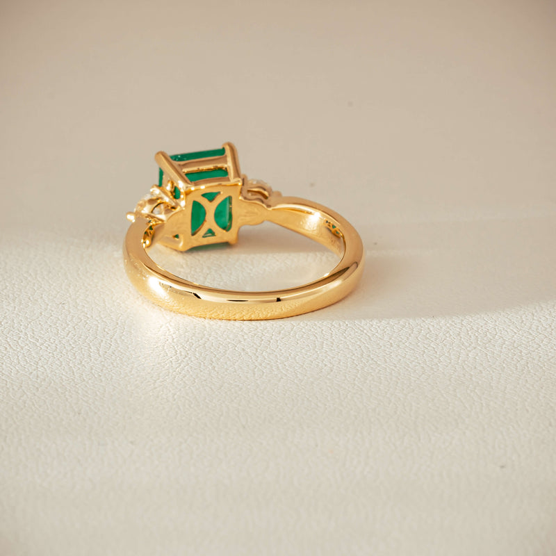 18ct Yellow Gold 1.94ct Emerald & Diamond Elysian Ring - Ring - Walker & Hall