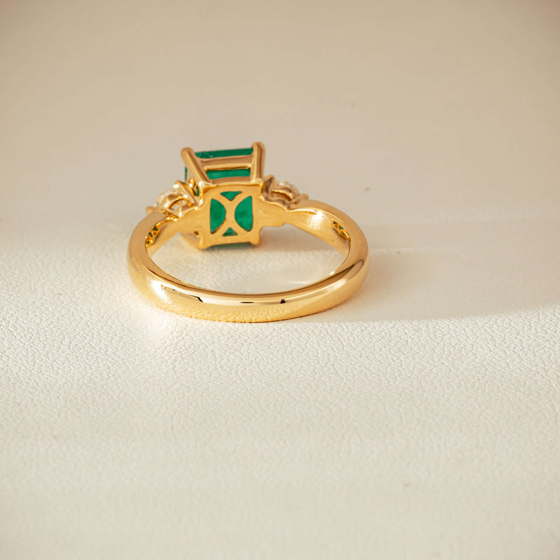 18ct Yellow Gold 1.94ct Emerald & Diamond Elysian Ring - Ring - Walker & Hall