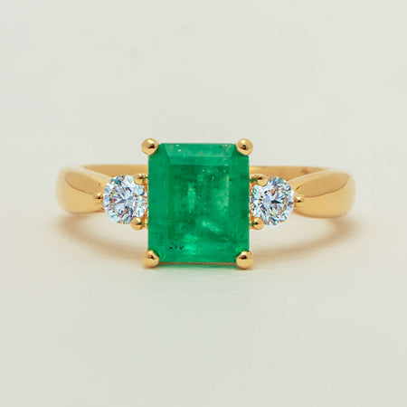 18ct Yellow Gold 1.94ct Emerald & Diamond Elysian Ring - Ring - Walker & Hall
