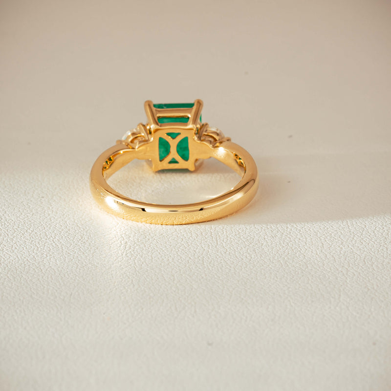 18ct Yellow Gold 1.94ct Emerald & Diamond Elysian Ring - Ring - Walker & Hall