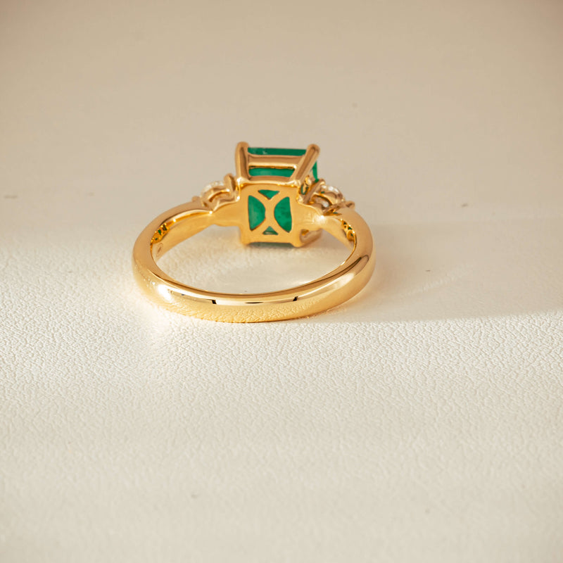 18ct Yellow Gold 1.94ct Emerald & Diamond Elysian Ring - Ring - Walker & Hall