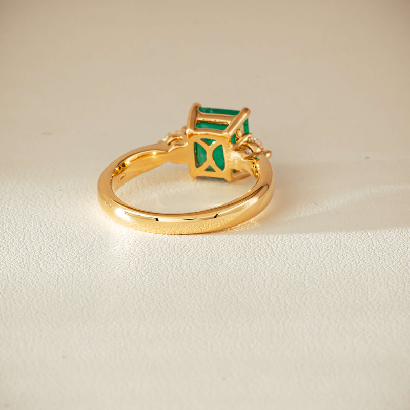 18ct Yellow Gold 1.94ct Emerald & Diamond Elysian Ring - Ring - Walker & Hall