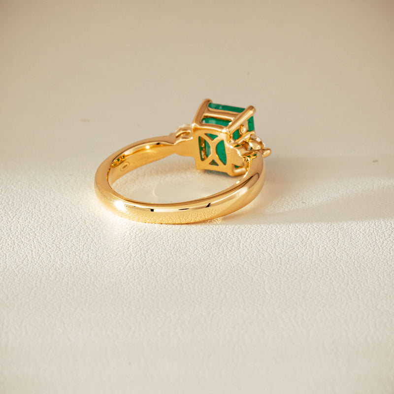 18ct Yellow Gold 1.94ct Emerald & Diamond Elysian Ring - Ring - Walker & Hall